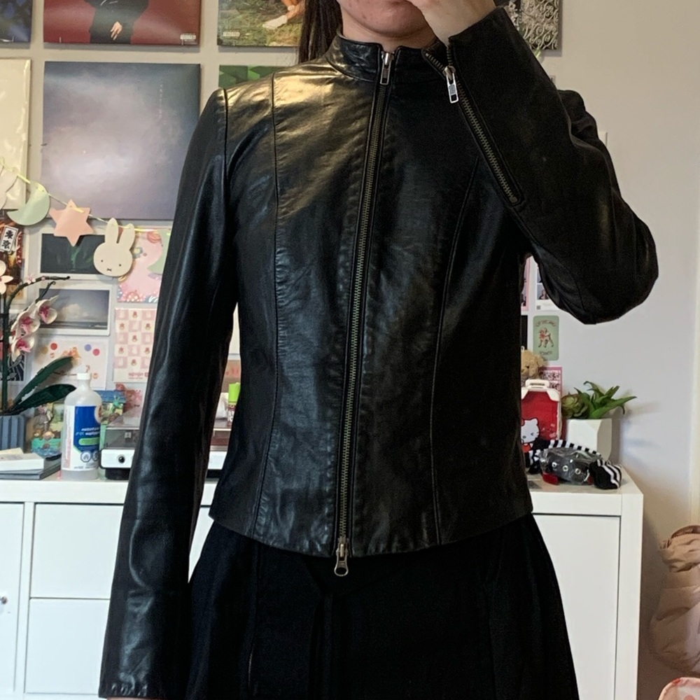 danier black leather jacket